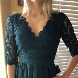 Hunter Green half Lace Dress